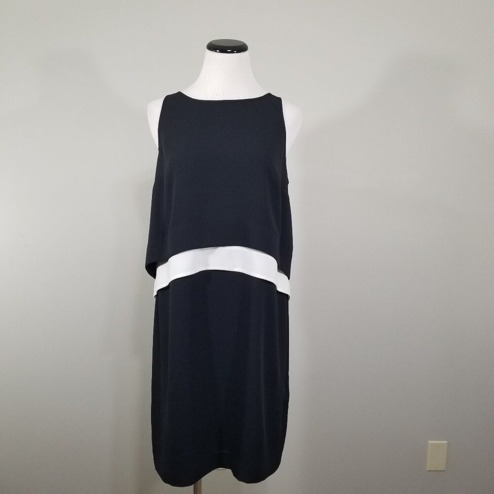 NWT Banana Republic Monochrome Tiered Shift Dress Chic Quiet Luxury 8
